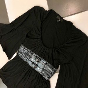 {sky} Sexy Scoop Neck Black Top